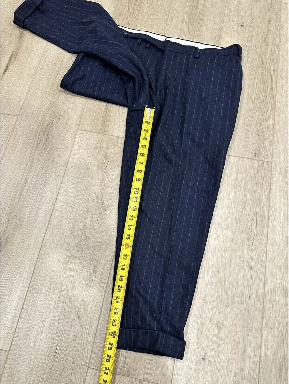 Suitsupply Circular Wool Flannel Striped Navy White Dress Pants Trousers 38x25